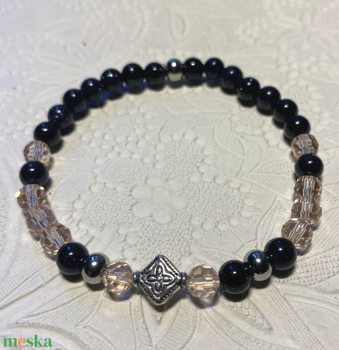 Kék goldflusz karkötő - ékszer - karkötő - bogyós karkötő - Meska.hu