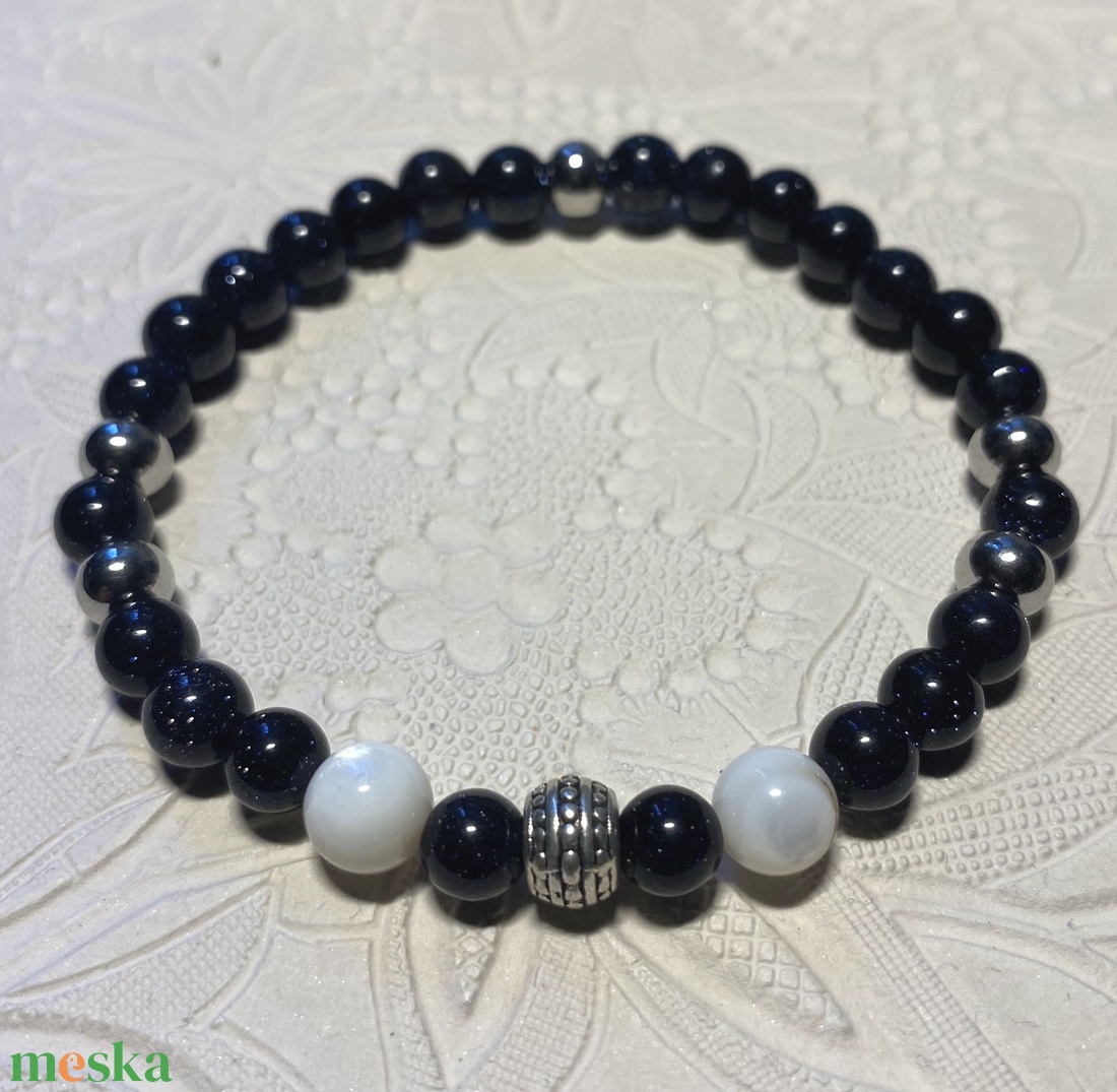 Kék goldflusz karkötő - ékszer - karkötő - bogyós karkötő - Meska.hu