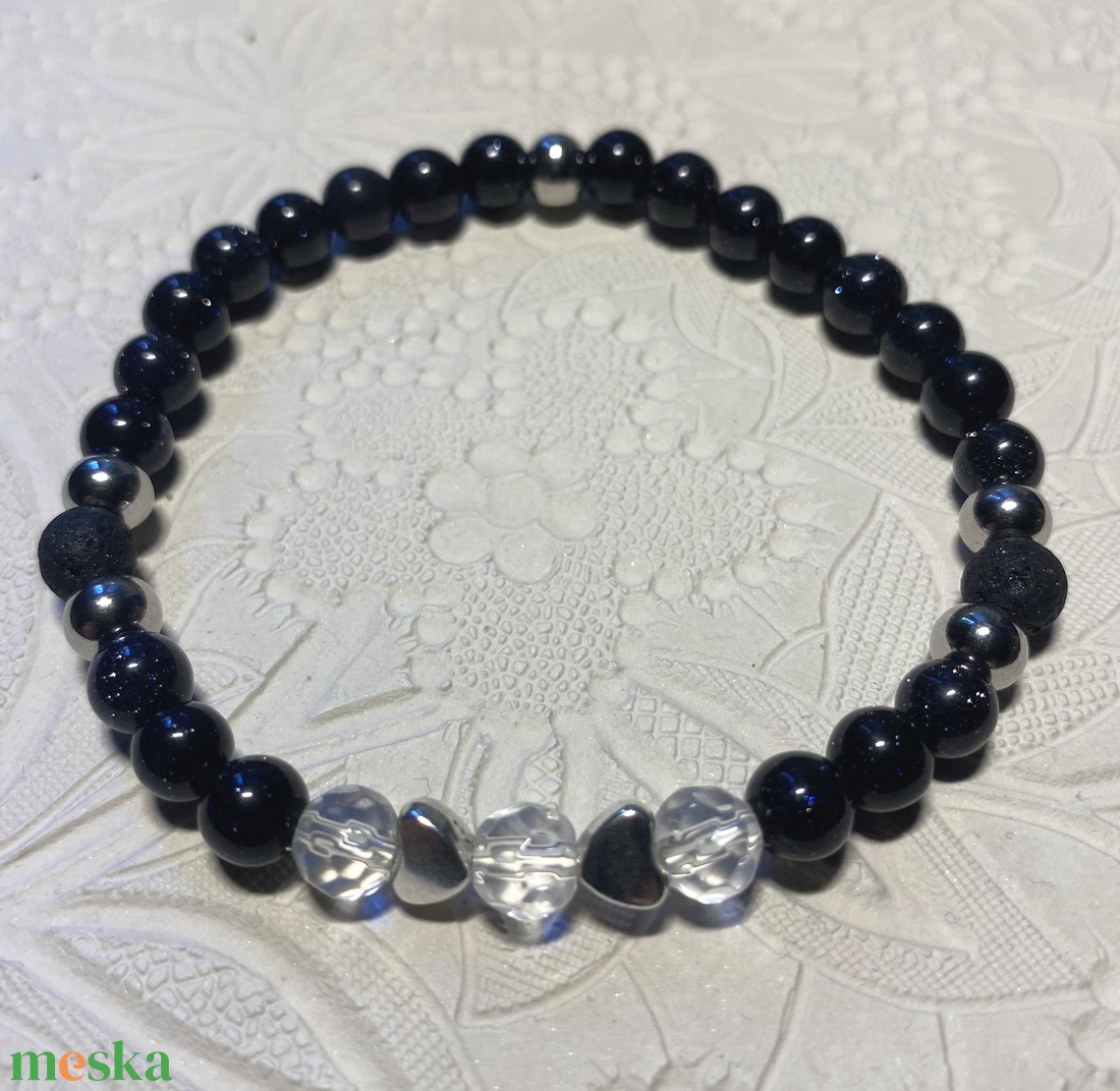 Kék goldflusz karkötő - ékszer - karkötő - bogyós karkötő - Meska.hu