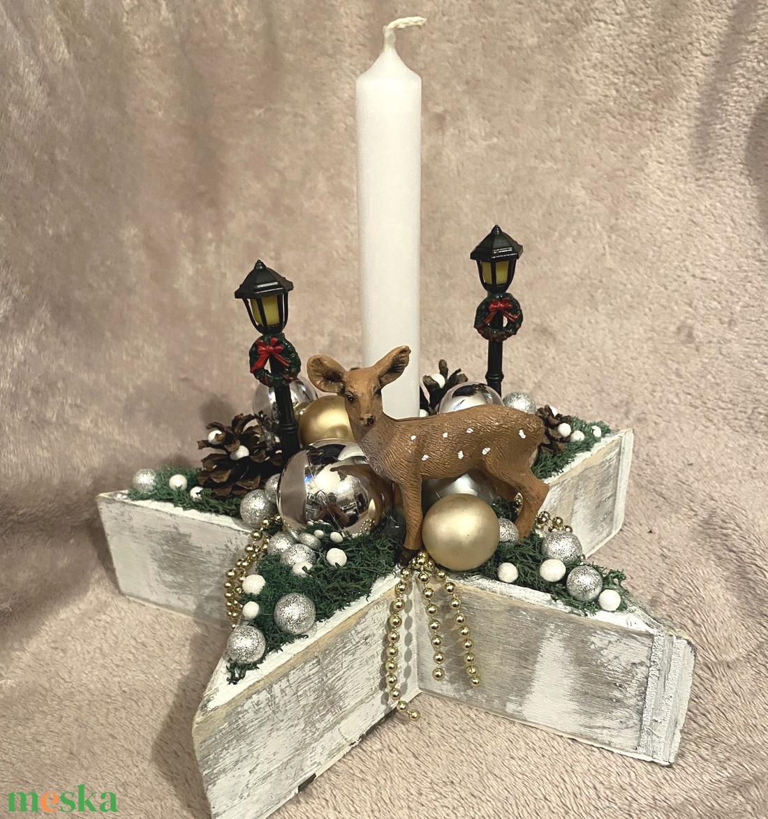 Őzikés adventi asztaldísz - karácsony - adventi díszek - adventi asztaldísz - Meska.hu