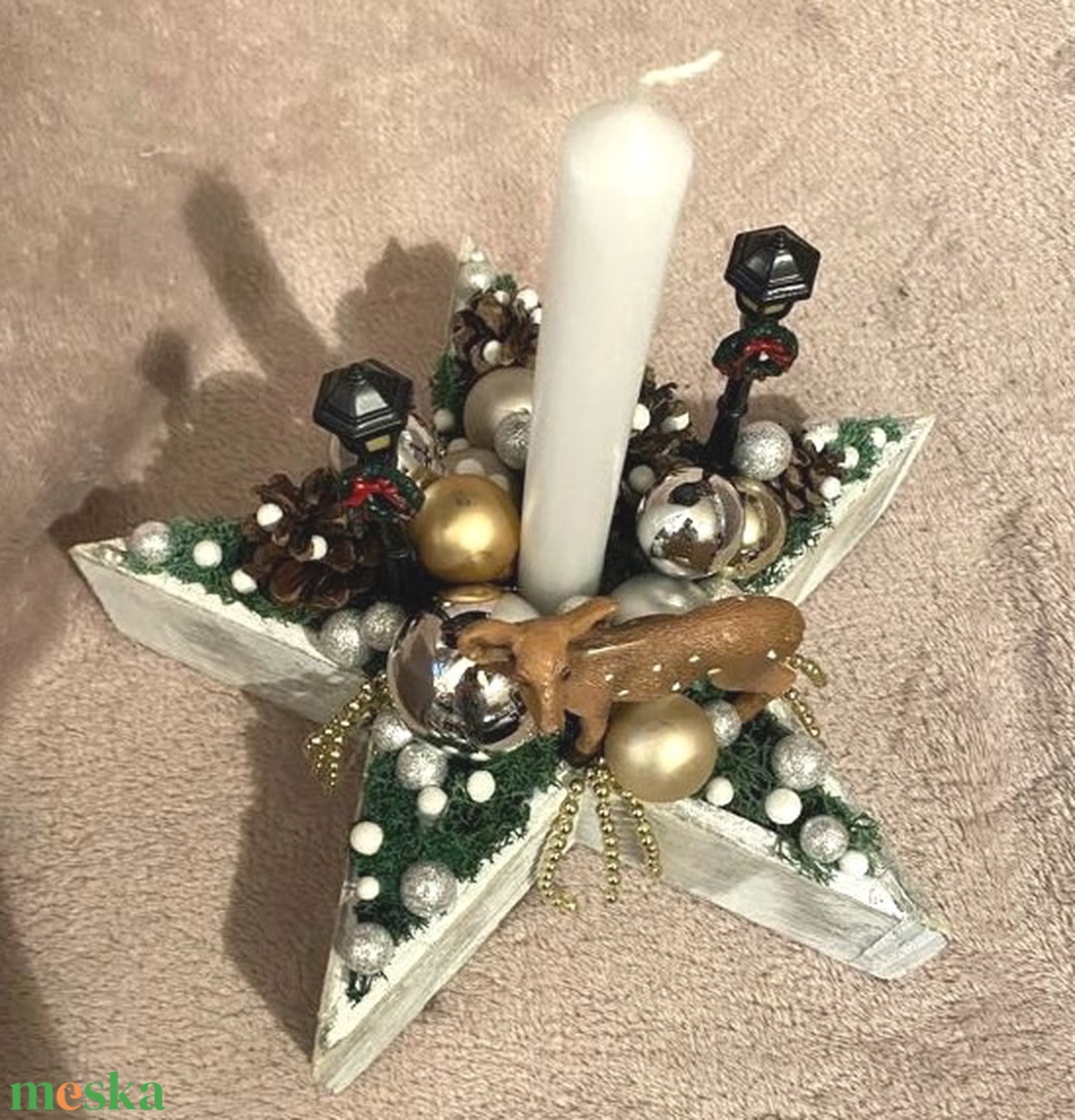 Őzikés adventi asztaldísz - karácsony - adventi díszek - adventi asztaldísz - Meska.hu