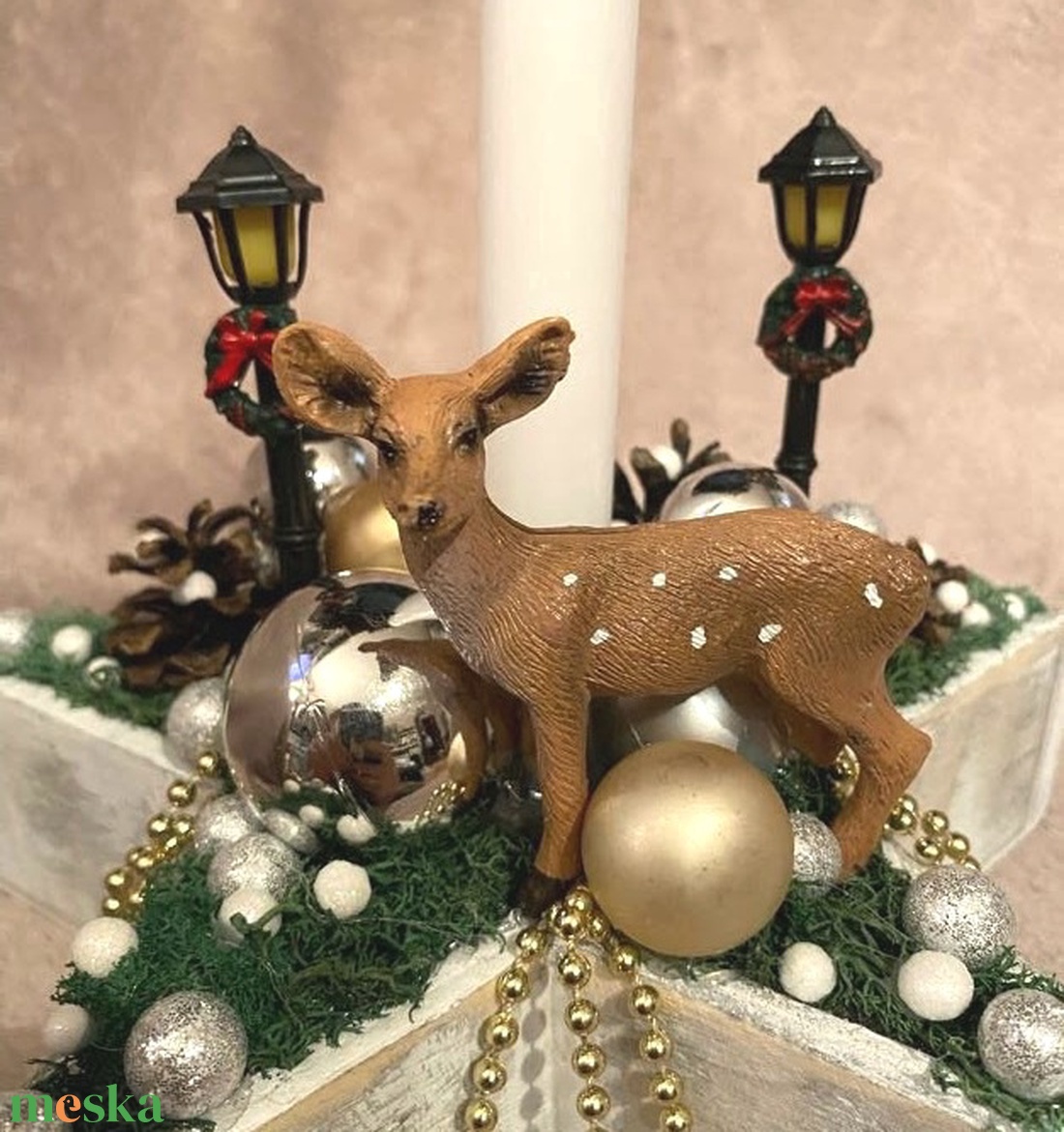 Őzikés adventi asztaldísz - karácsony - adventi díszek - adventi asztaldísz - Meska.hu