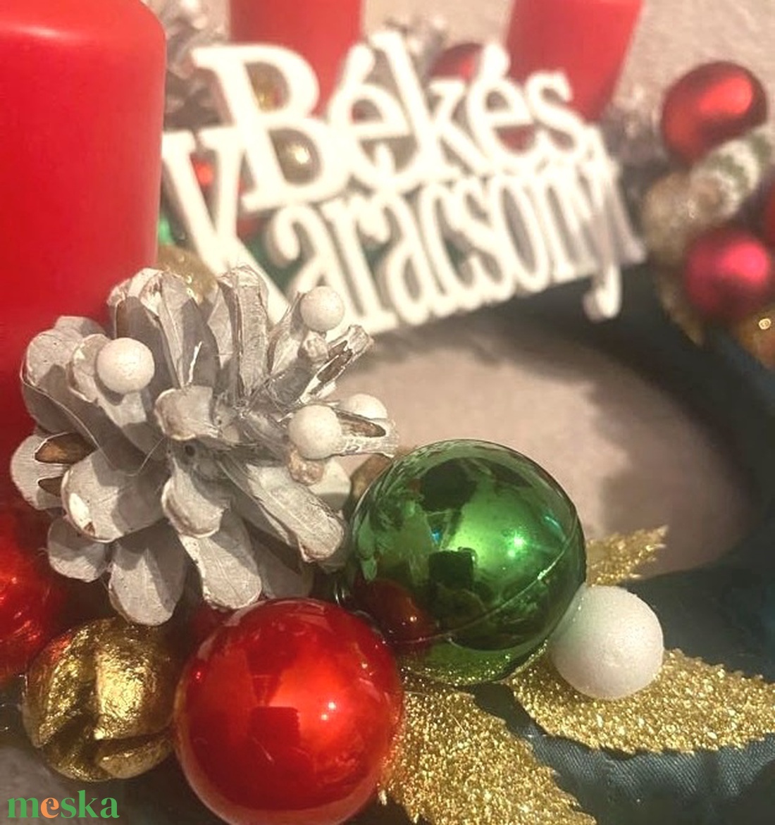 Piros-zöld manós adventi szett - karácsony - adventi díszek - adventi koszorú - Meska.hu