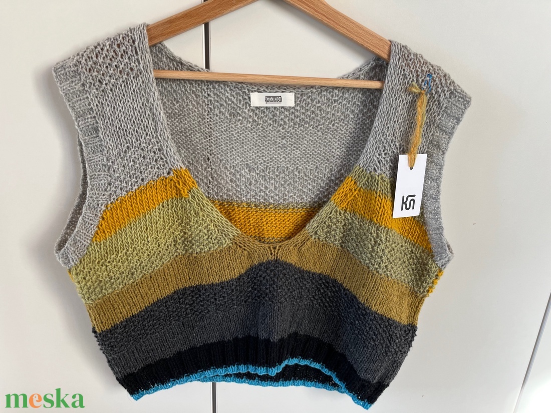 STRIPY VEST - kötött könnyű gyapjú mellény - ruha & divat - női ruha - mellény - Meska.hu