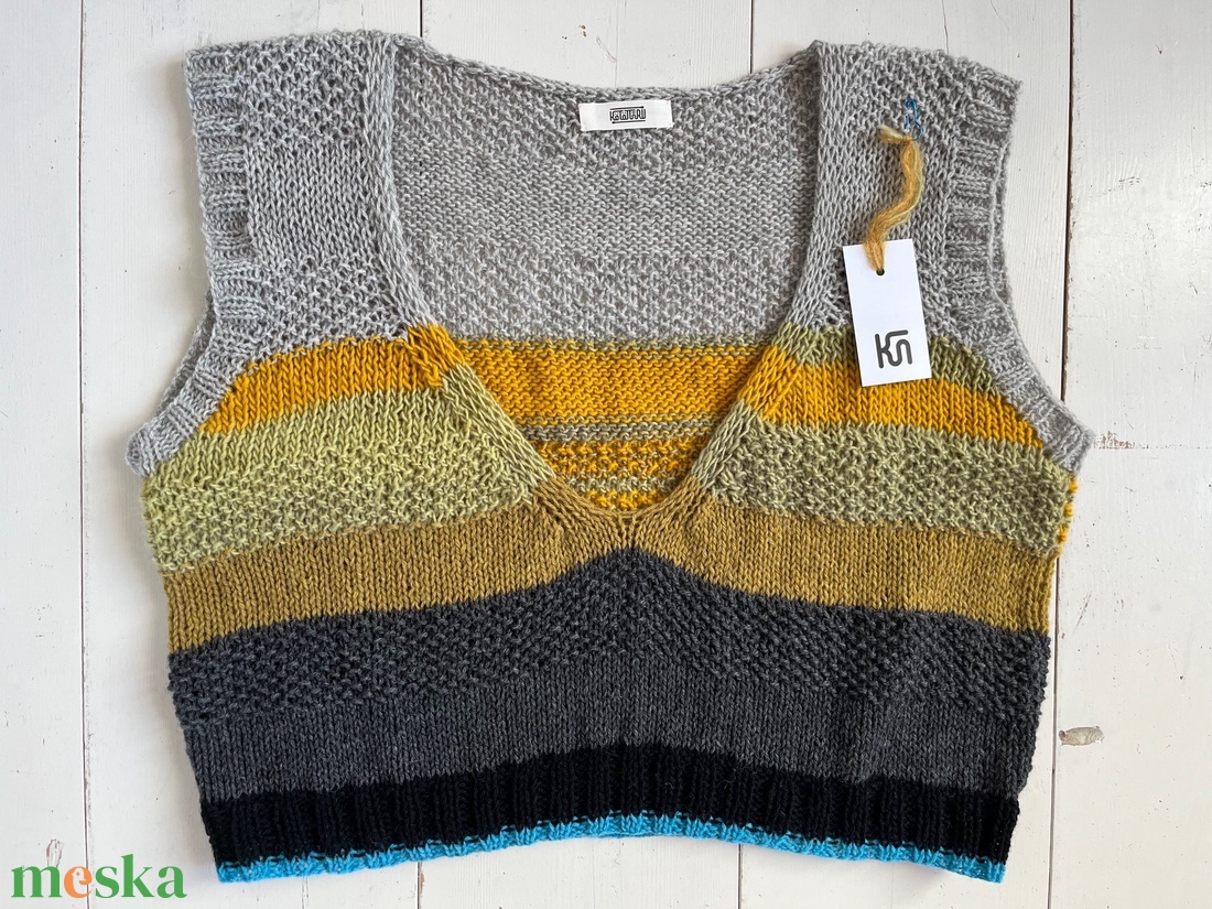 STRIPY VEST - kötött könnyű gyapjú mellény - ruha & divat - női ruha - mellény - Meska.hu