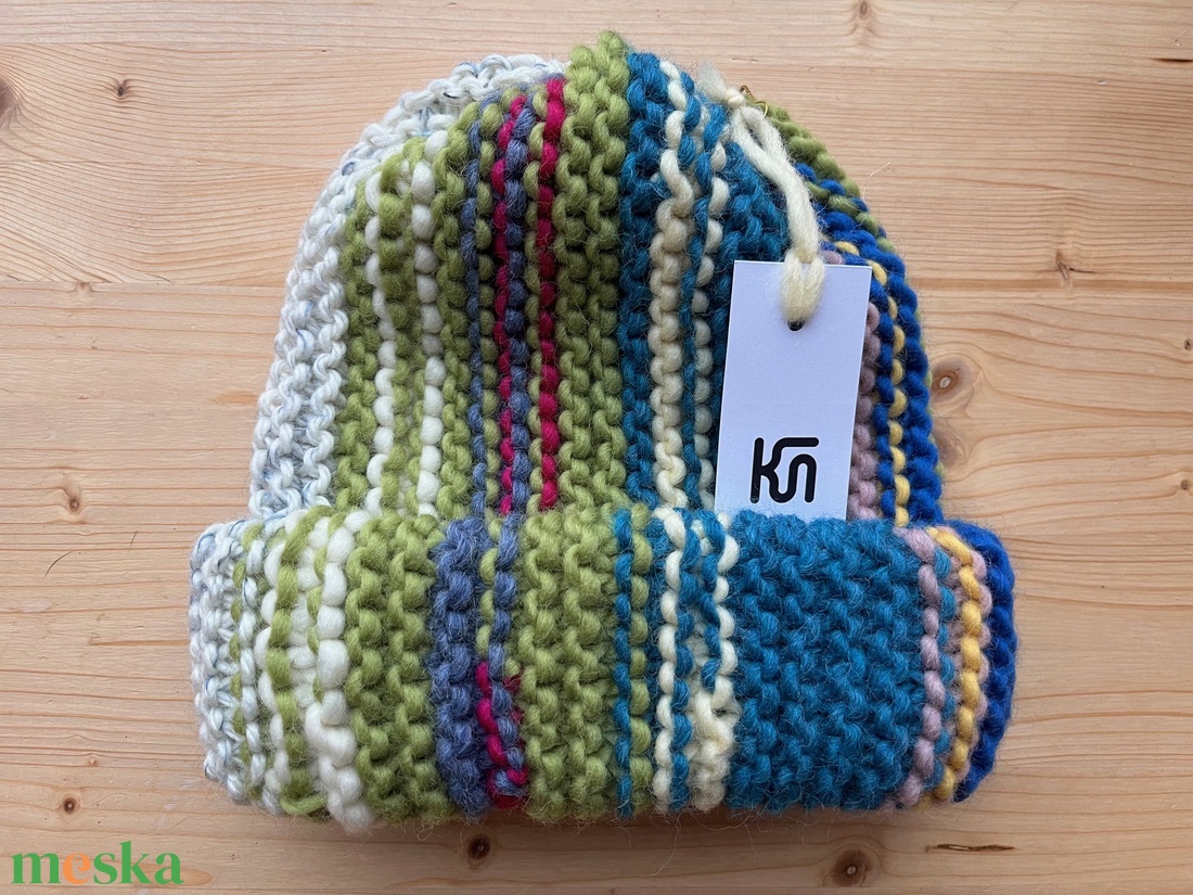 STRIPED HAT - kötött vastag gyapjúsapka - ruha & divat - sál, sapka, kendő - sapka - Meska.hu