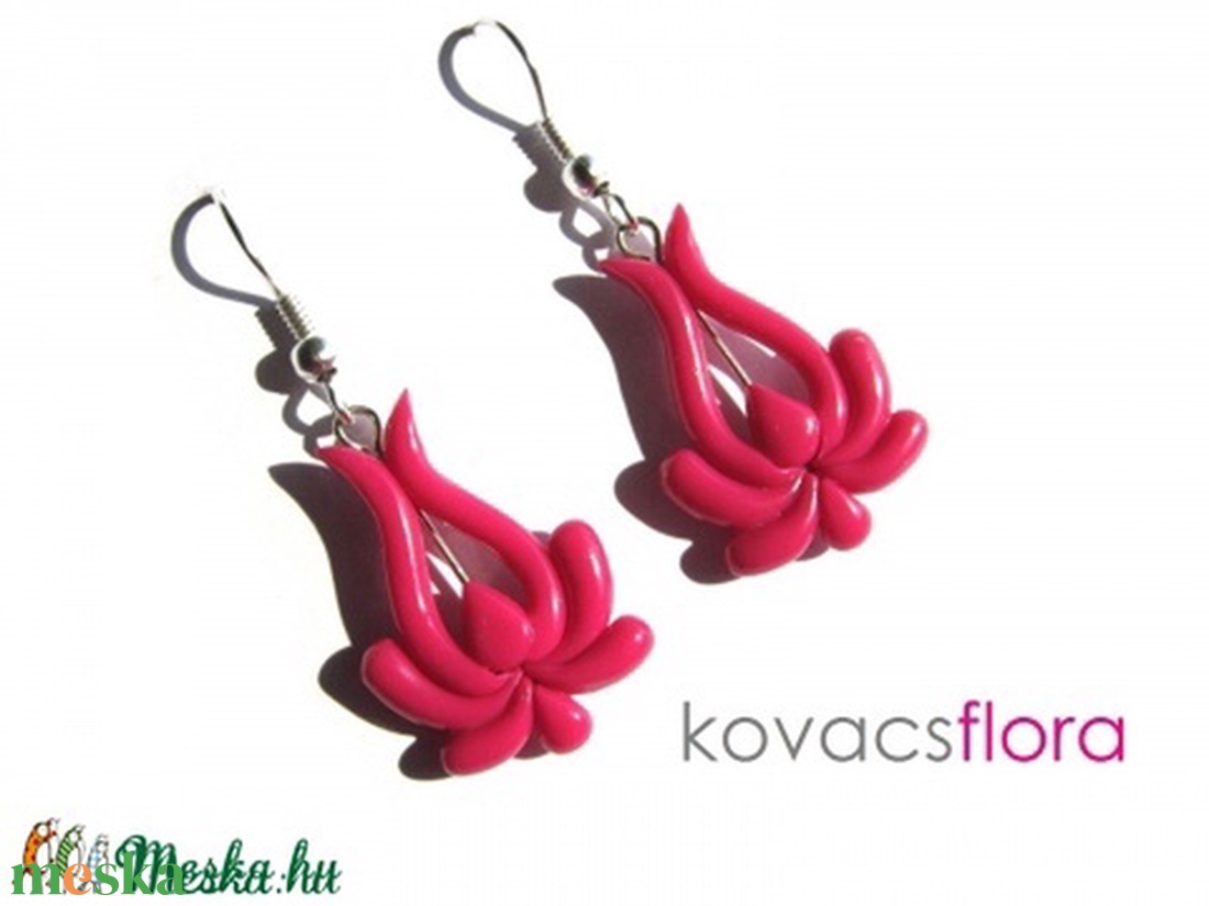 Matyó tulipán fülbevaló (gymatyó06) pink -  - Meska.hu