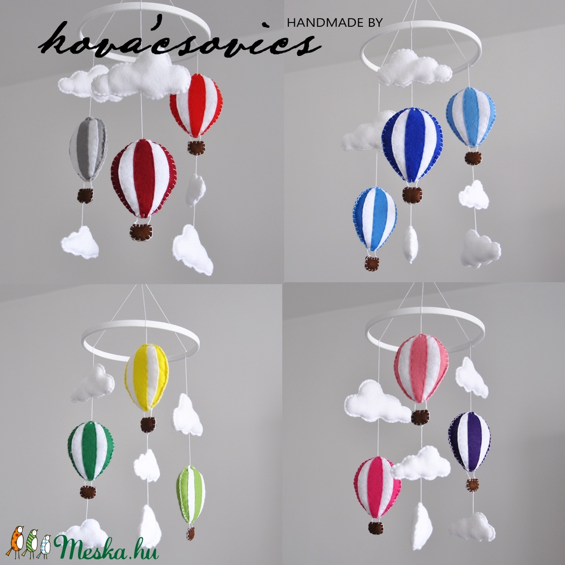 Hőlégballonos kiságyforgó/Babaforgó - Fehér/Halványkék/Sötétkék - - Meska.hu Hőlégballonos kiságyforgó/Babaforgó - Fehér/Halványkék/Sötétkék - - Meska.hu
