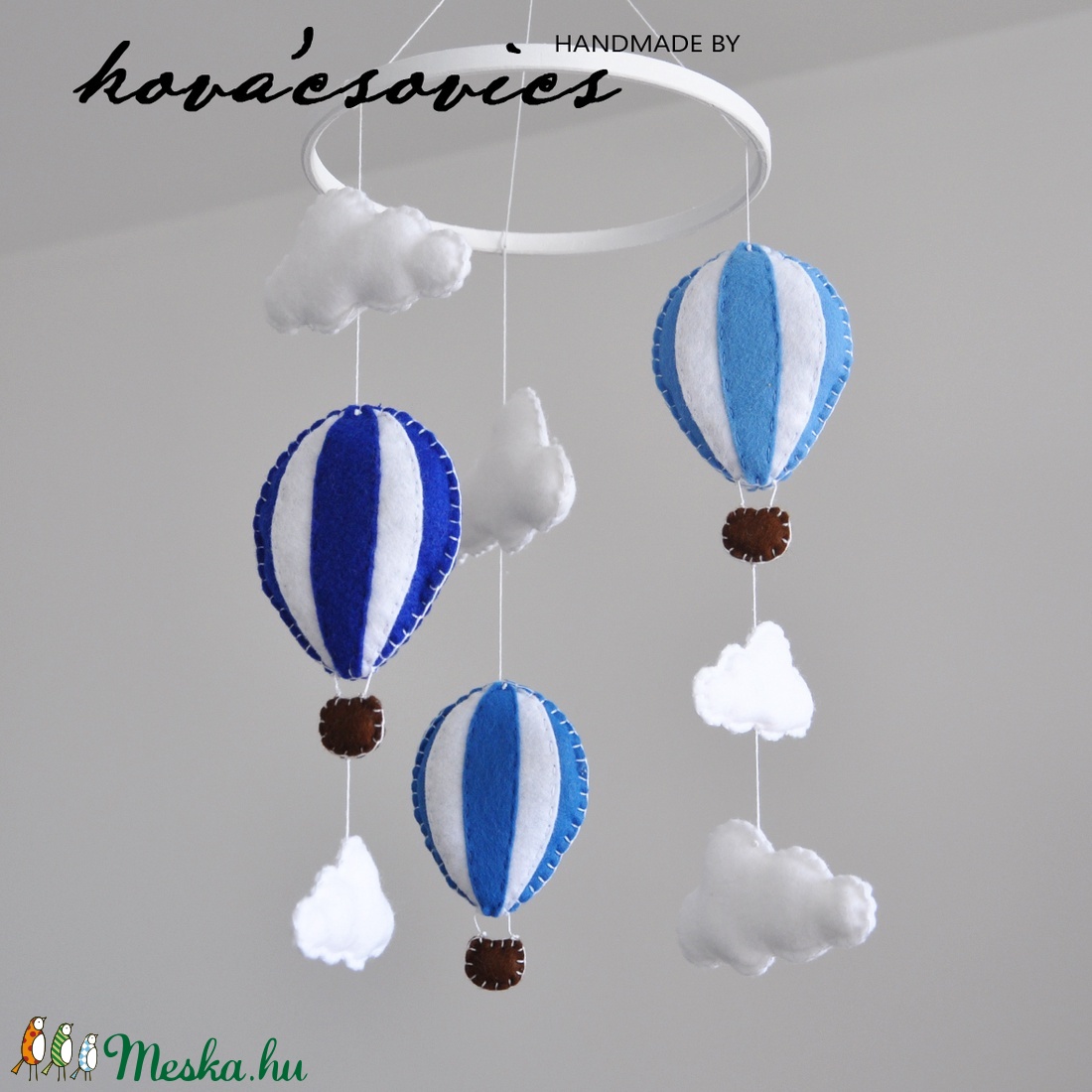 Hőlégballonos kiságyforgó/Babaforgó - Fehér/Halványkék/Sötétkék - - Meska.hu Hőlégballonos kiságyforgó/Babaforgó - Fehér/Halványkék/Sötétkék - - Meska.hu