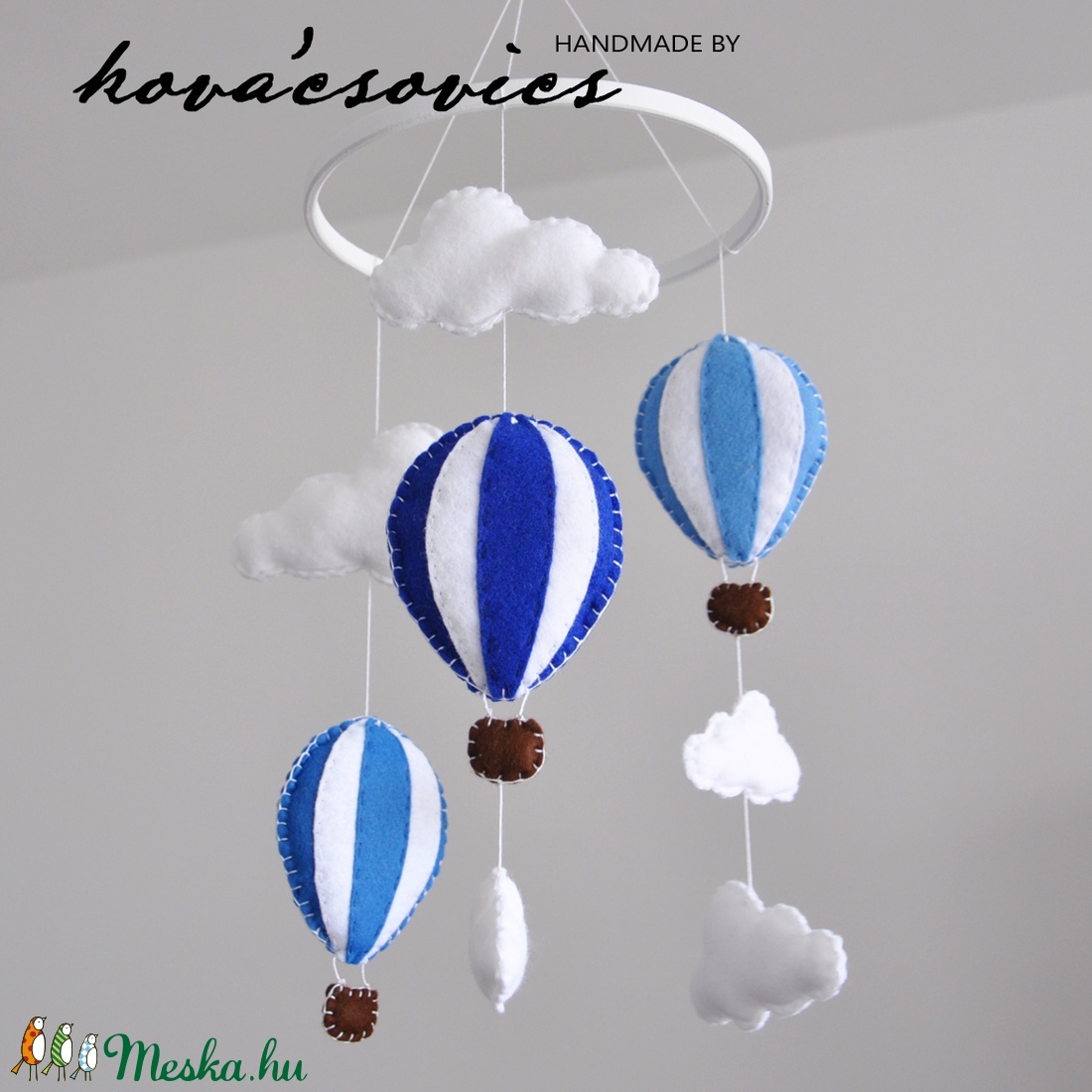 Hőlégballonos kiságyforgó/Babaforgó - Fehér/Halványkék/Sötétkék - - Meska.hu Hőlégballonos kiságyforgó/Babaforgó - Fehér/Halványkék/Sötétkék - - Meska.hu