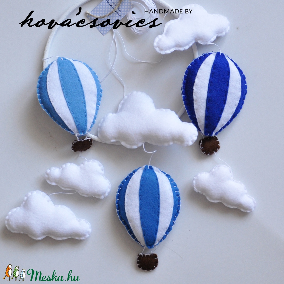 Hőlégballonos kiságyforgó/Babaforgó - Fehér/Halványkék/Sötétkék - - Meska.hu Hőlégballonos kiságyforgó/Babaforgó - Fehér/Halványkék/Sötétkék - - Meska.hu