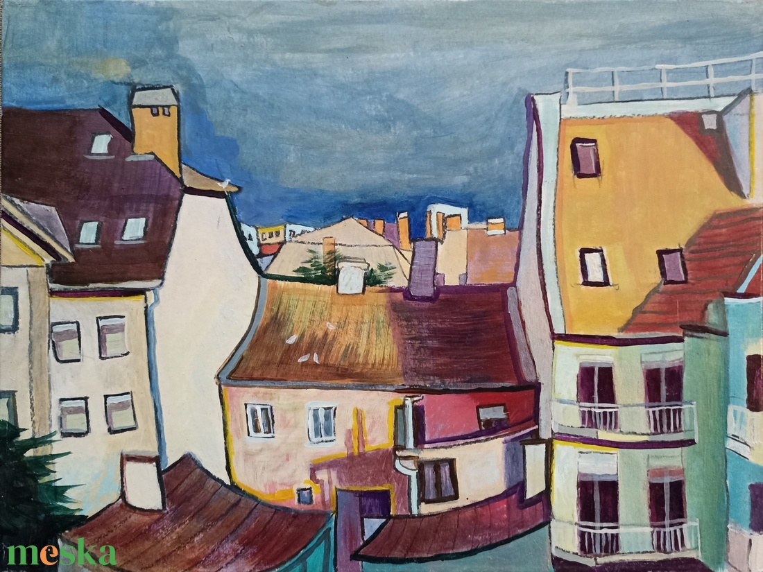 Szeged, Galambos tetők, festmény - művészet - festmény - akril - Meska.hu