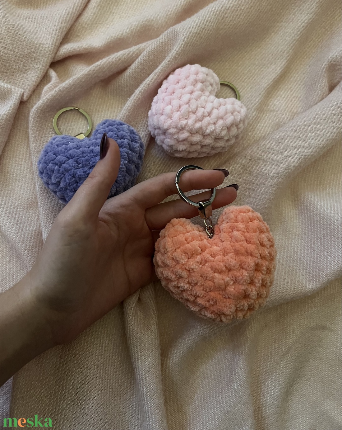 Szív plüss kulcstartó - táska & tok - kulcstartó & táskadísz - kulcstartó - Meska.hu