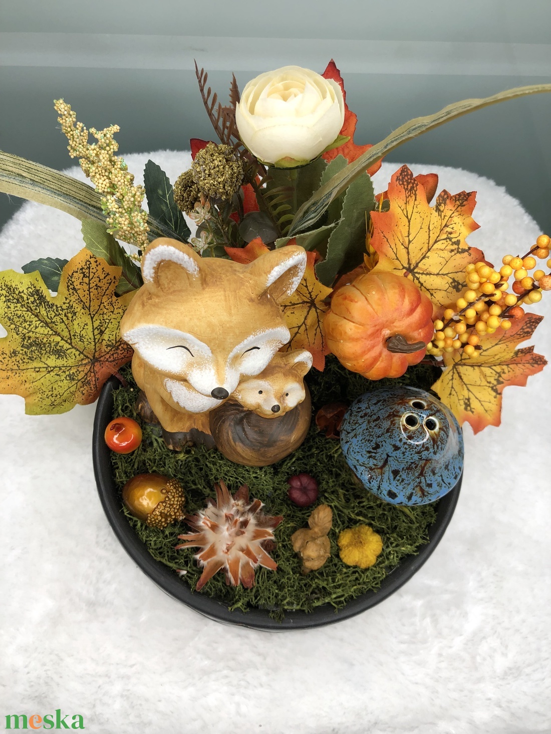 Rókás őszi asztaldísz - kellékek & szerszámok - dekorációs kellékek - őszi dekor - őszi dekortök - Meska.hu