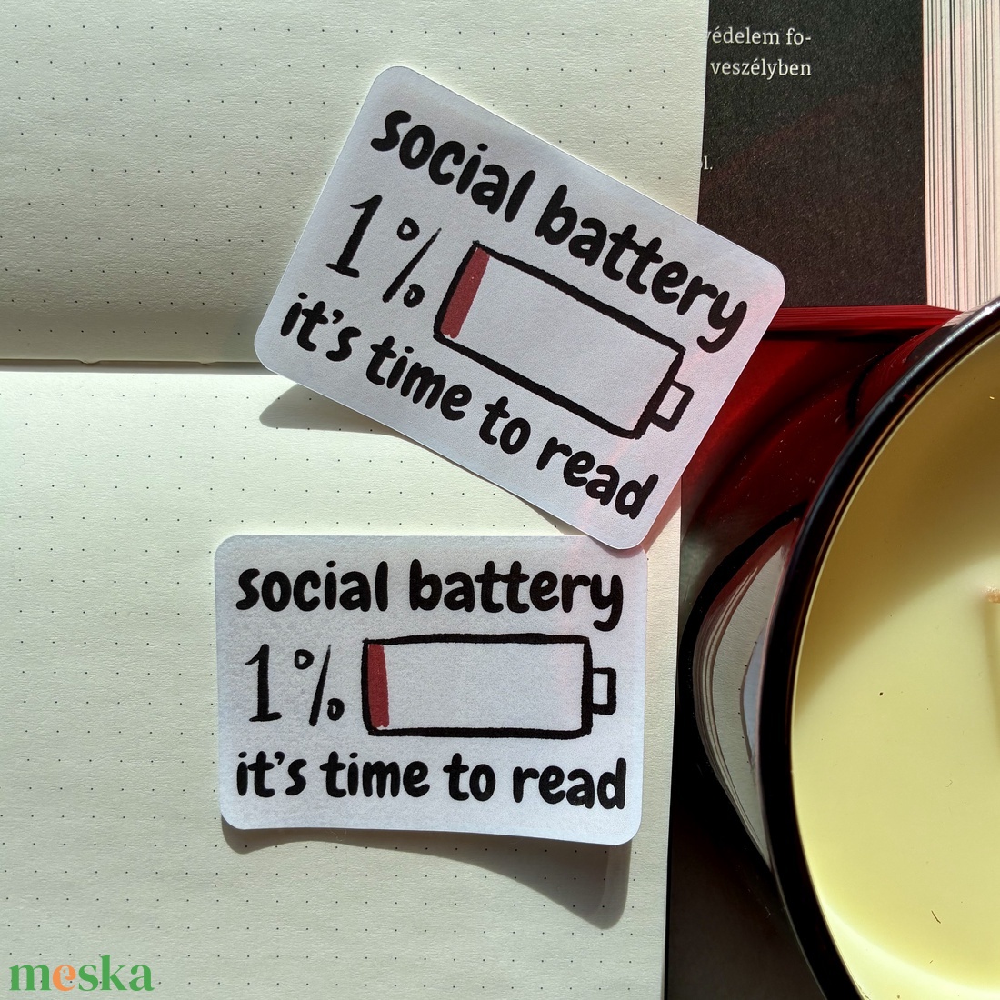 Matrica � Social battery - otthon & életmód - papír, írószer - matrica, matrica csomag - Meska.hu