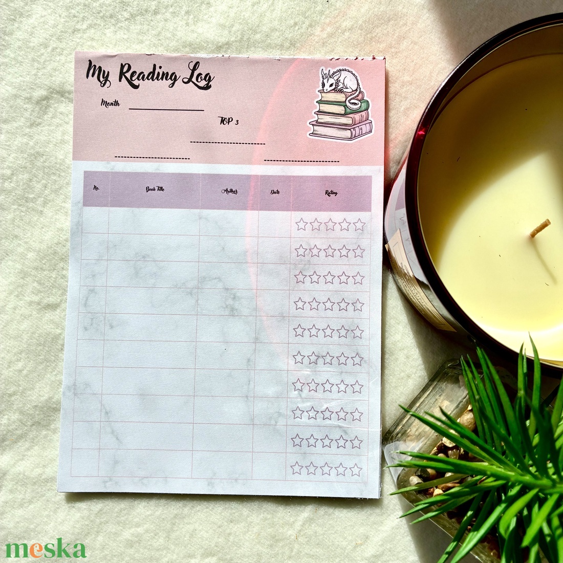 Sárkányos Reading Log - otthon & életmód - papír, írószer - jegyzetfüzet & napló - Meska.hu