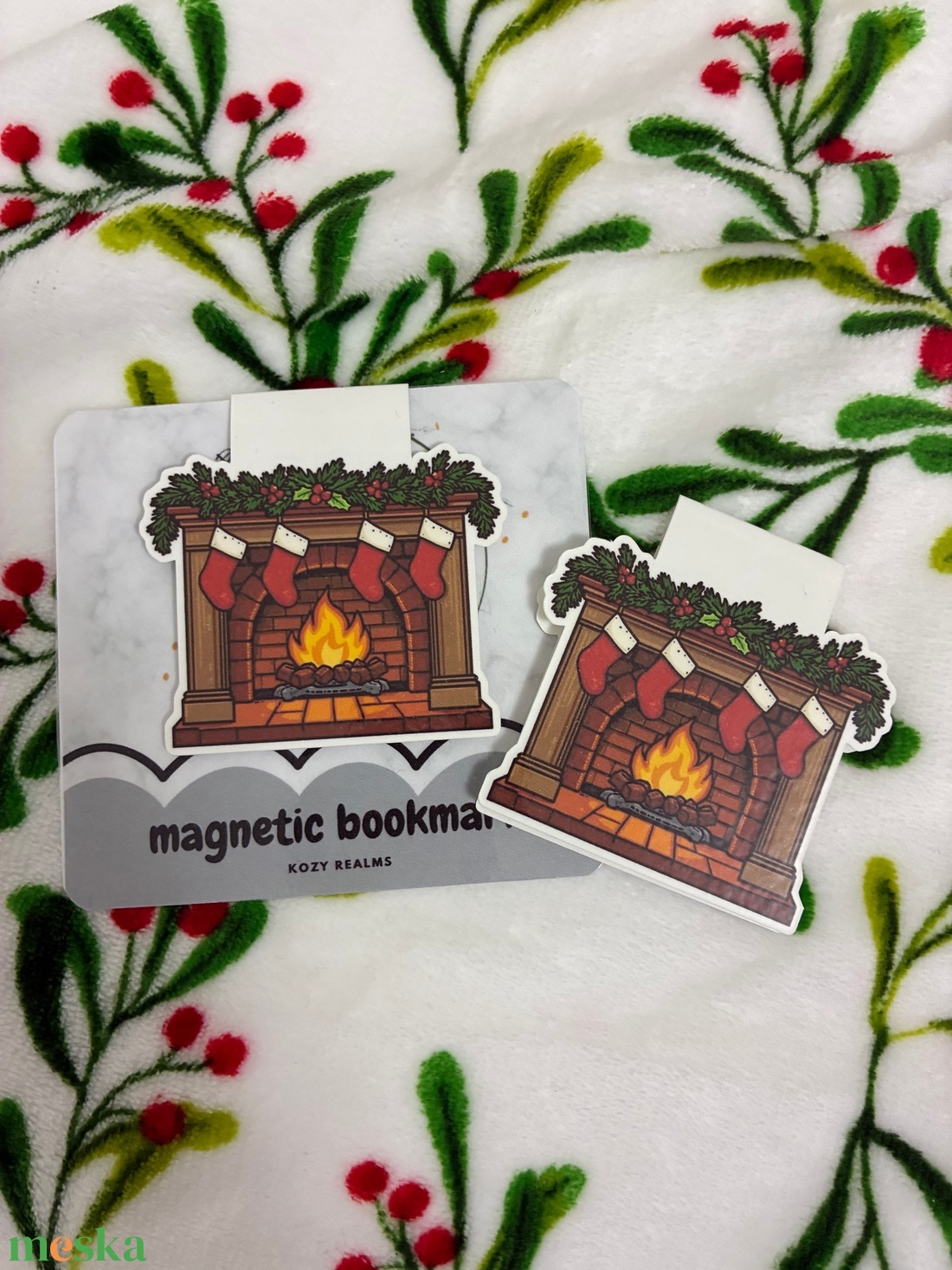 Mágneses könyvjelző  Karácsonyi kandalló - könyv & zene - könyvjelző - Meska.hu