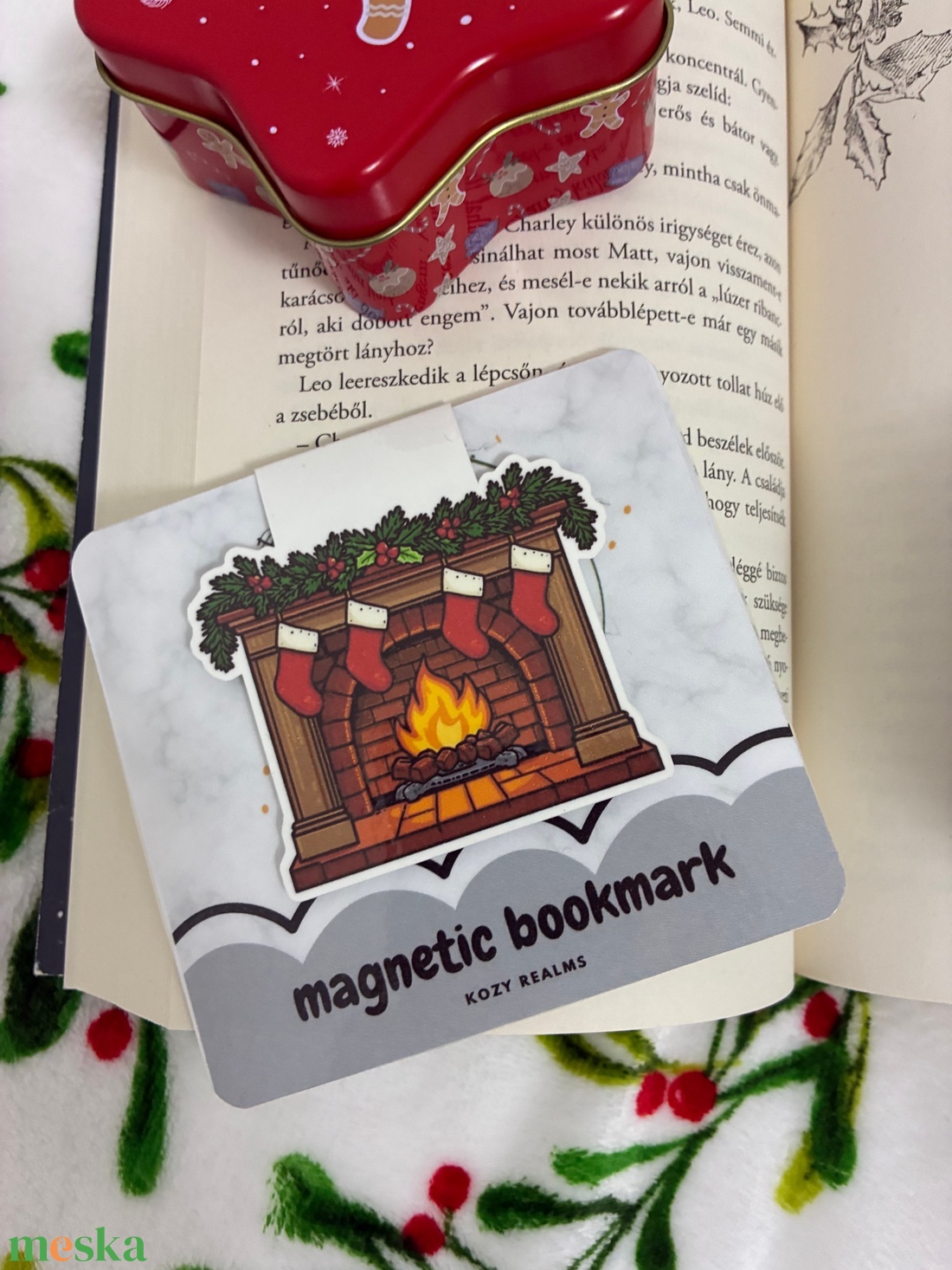 Mágneses könyvjelző  Karácsonyi kandalló - könyv & zene - könyvjelző - Meska.hu