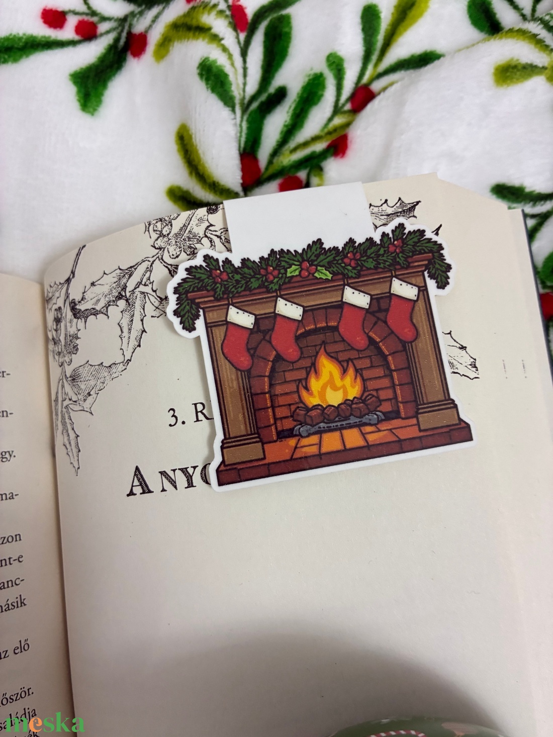 Mágneses könyvjelző  Karácsonyi kandalló - könyv & zene - könyvjelző - Meska.hu