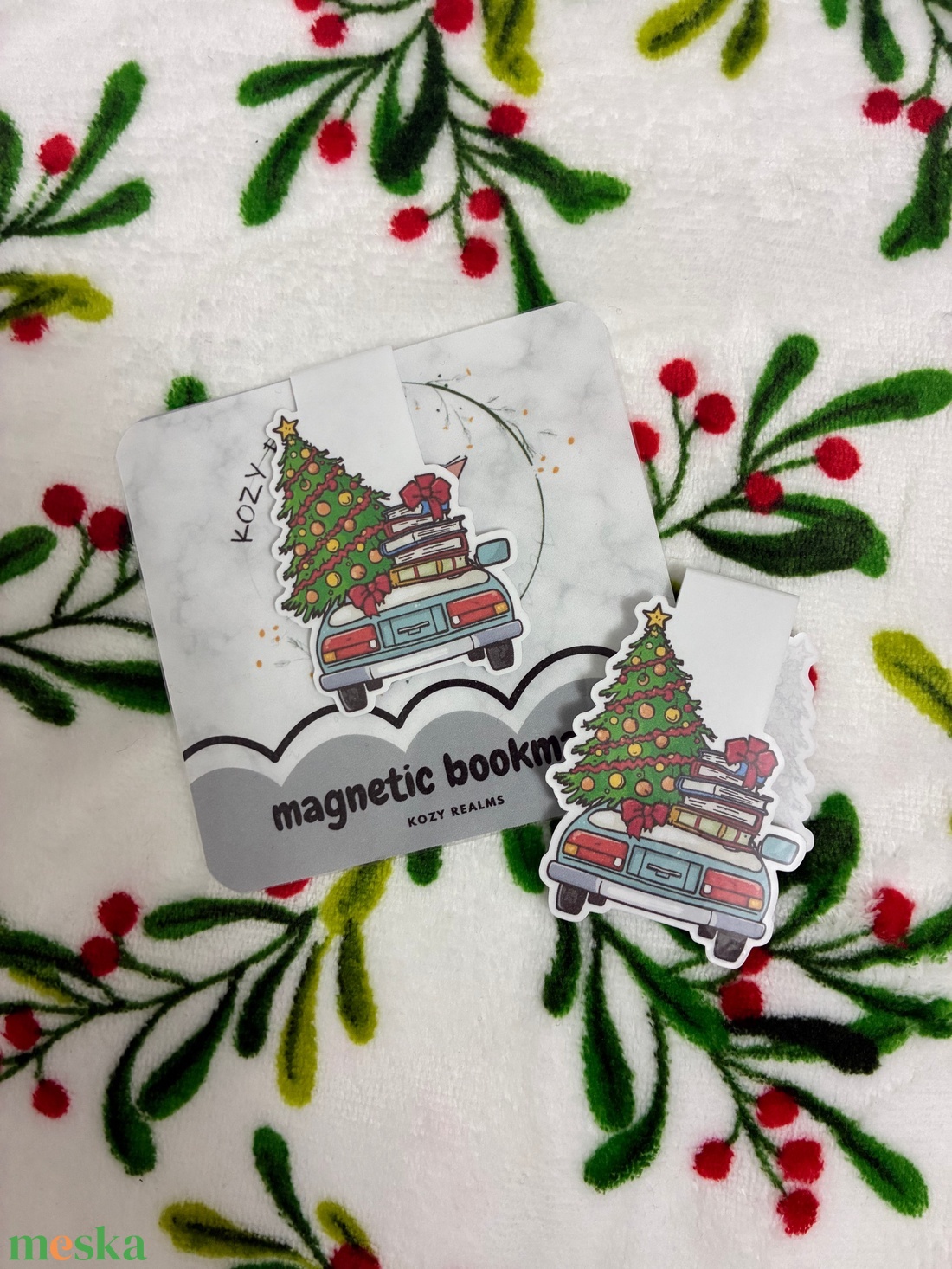 Mágneses könyvjelző  Karácsonyi autó  - könyv & zene - könyvjelző - Meska.hu