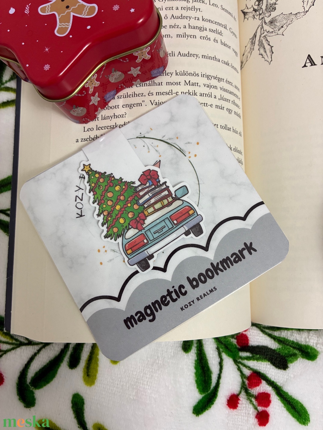 Mágneses könyvjelző  Karácsonyi autó  - könyv & zene - könyvjelző - Meska.hu