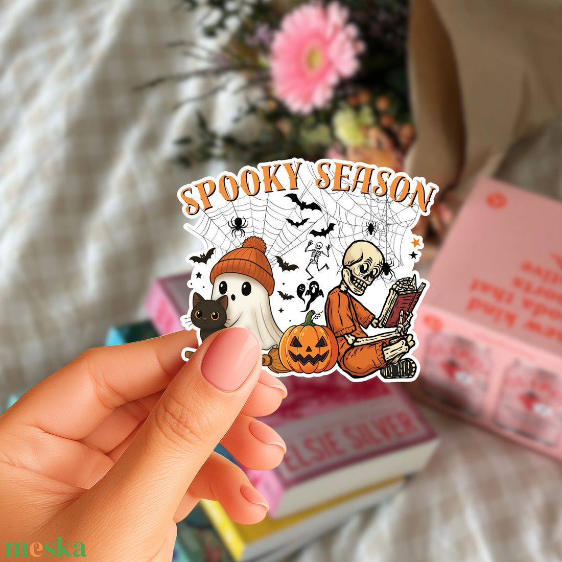 Spooky Season � olvasó csontváz és szellem matrica (3 db-os szett) - otthon & életmód - papír, írószer - matrica, matrica csomag - Meska.hu
