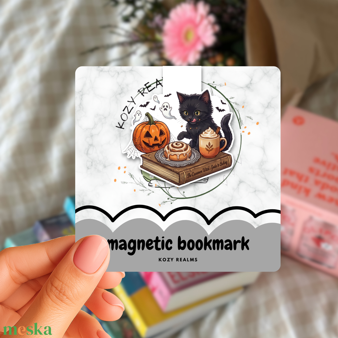 The Cinnamon Witch's Guide to Baking � cica mágneses könyvjelző - könyv & zene - könyvjelző - Meska.hu