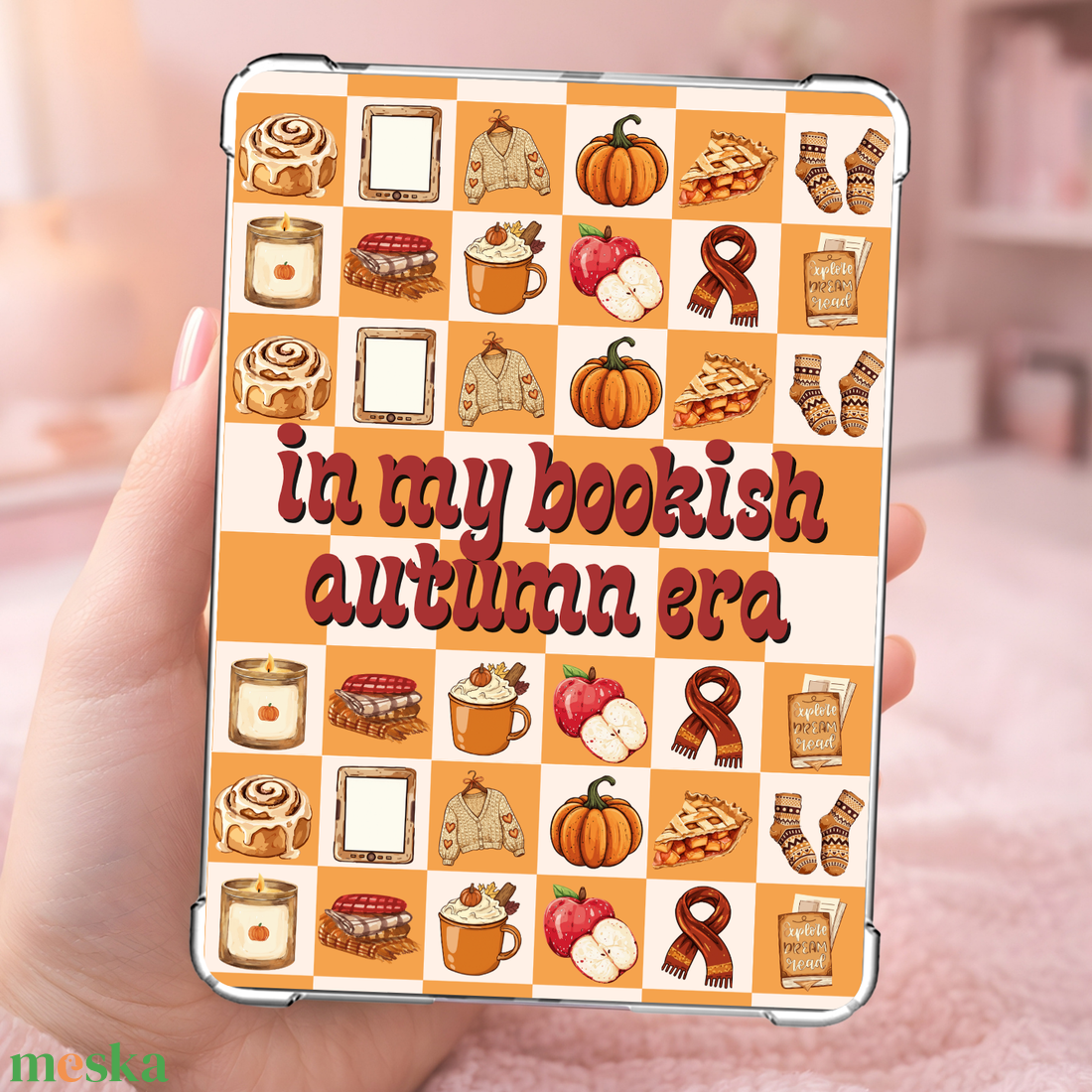 In my bookish autumn era � kockás mintás Kindle insert/betét - könyv & zene - könyvtok - Meska.hu