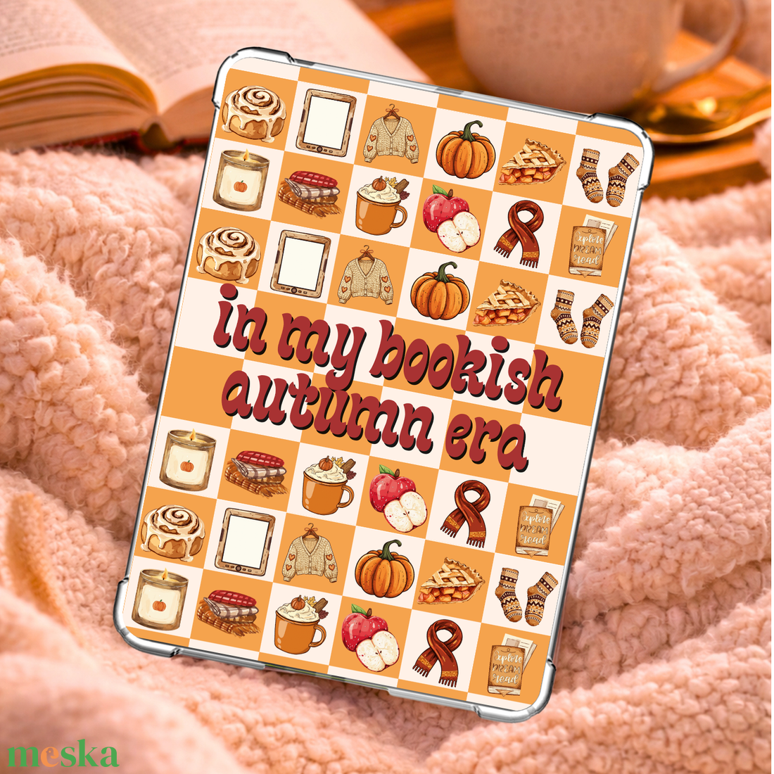 In my bookish autumn era � kockás mintás Kindle insert/betét - könyv & zene - könyvtok - Meska.hu