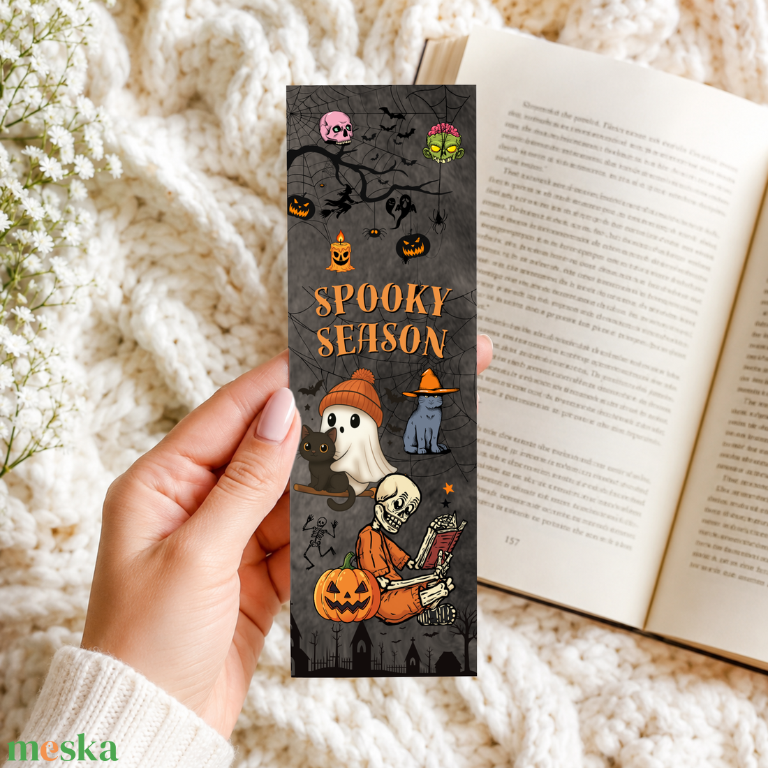 Spooky Season � olvasó csontváz könyvjelző - könyv & zene - könyvjelző - Meska.hu