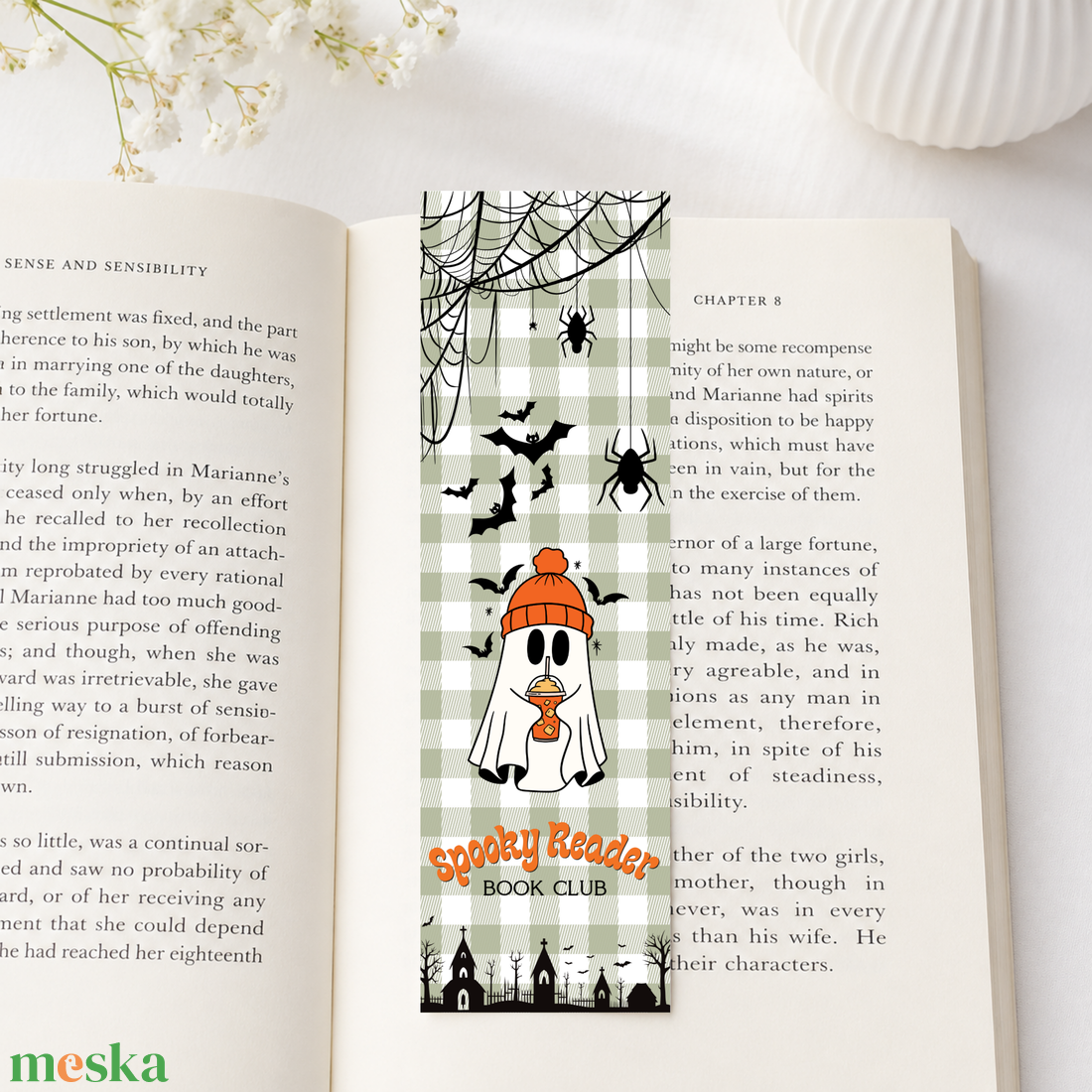 Spooky Reader Book Club � sapkás szellem könyvjelző - könyv & zene - könyvjelző - Meska.hu