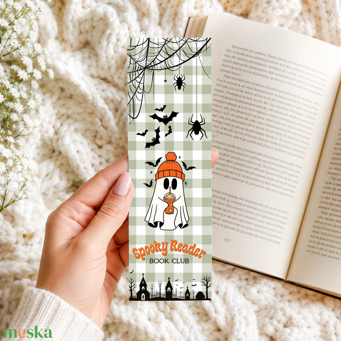 Spooky Reader Book Club � sapkás szellem könyvjelző - könyv & zene - könyvjelző - Meska.hu