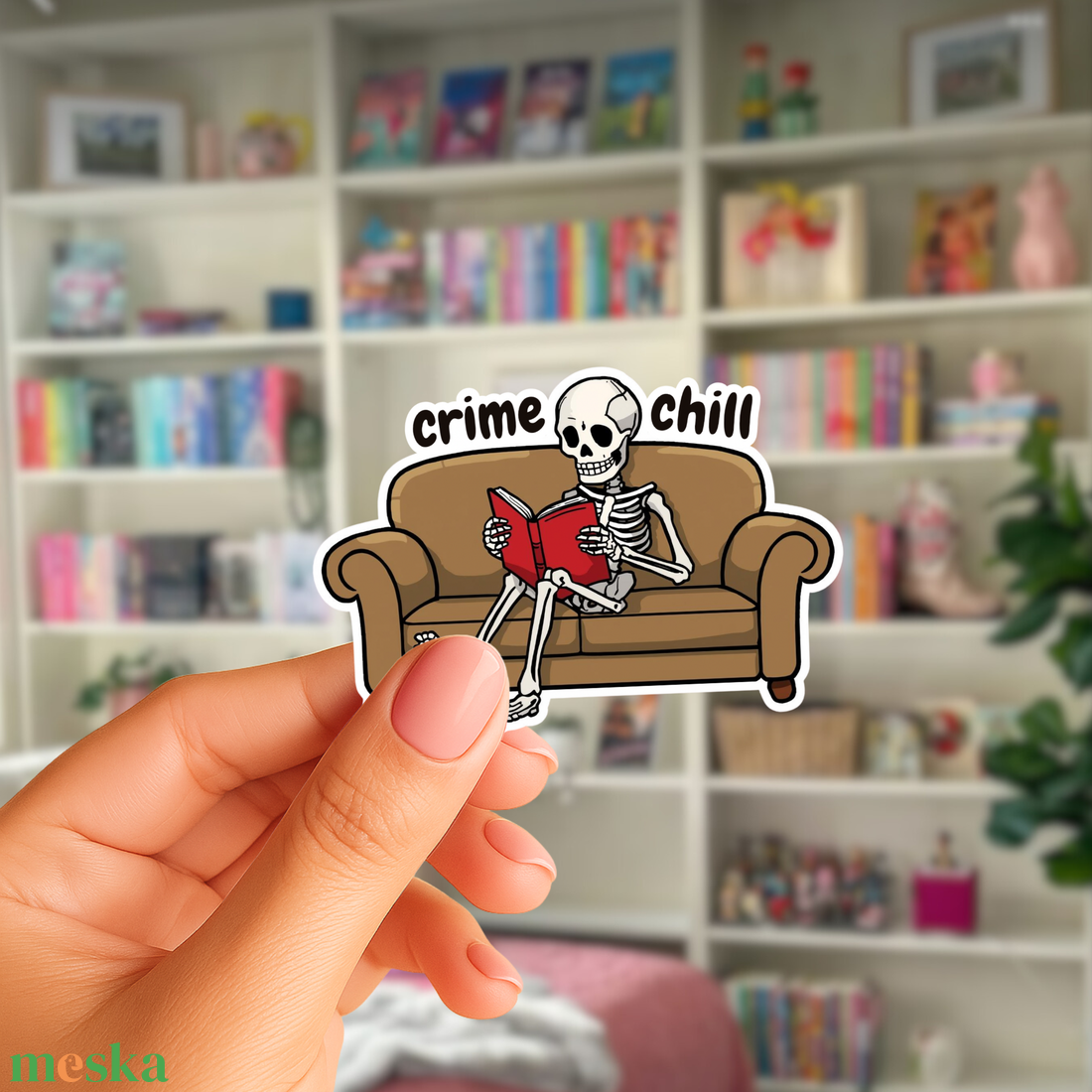 Crime chill � kanapén olvasó csontváz matrica (3 db-os szett) - otthon & életmód - papír, írószer - matrica, matrica csomag - Meska.hu
