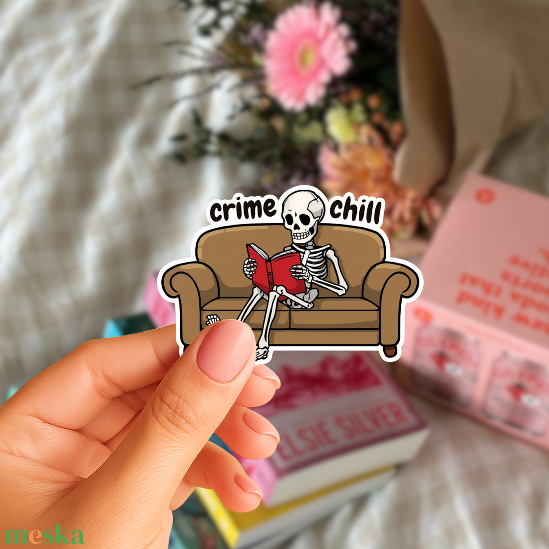 Crime chill � kanapén olvasó csontváz matrica (3 db-os szett) - otthon & életmód - papír, írószer - matrica, matrica csomag - Meska.hu