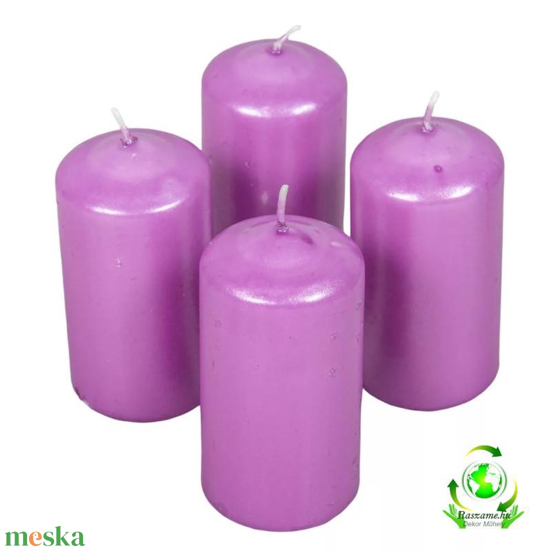 Metál henger gyertya szett 50x100mm - ciklámen - kellékek & szerszámok - dekorációs kellékek - dekorációs gyertya - Meska.hu