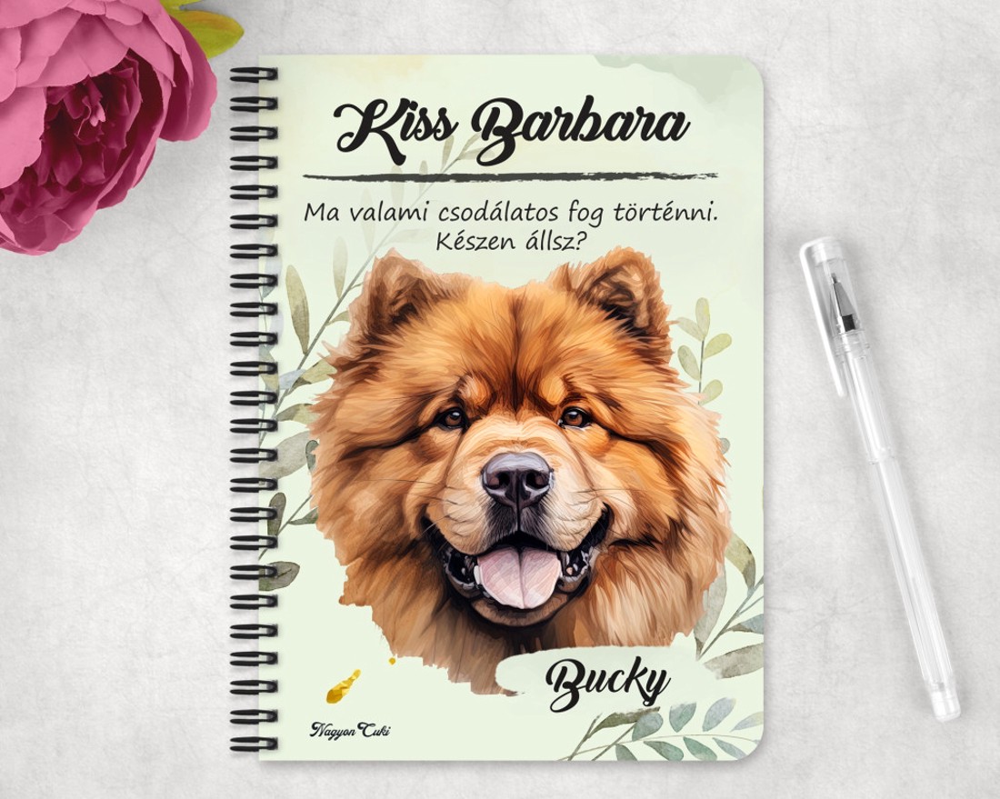 Személyre szabható - Csau Csau portré mintás A5-ös füzet - otthon & életmód - papír, írószer - jegyzetfüzet & napló - Meska.hu