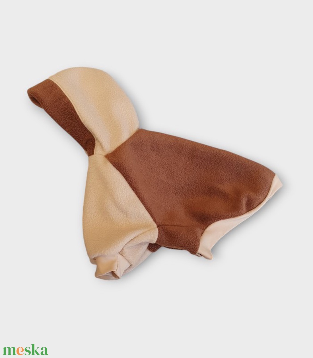Polár kapucnis kutyamellény beige-barna - otthon & életmód - kisállatoknak - kutyáknak - kutya ruházat - Meska.hu