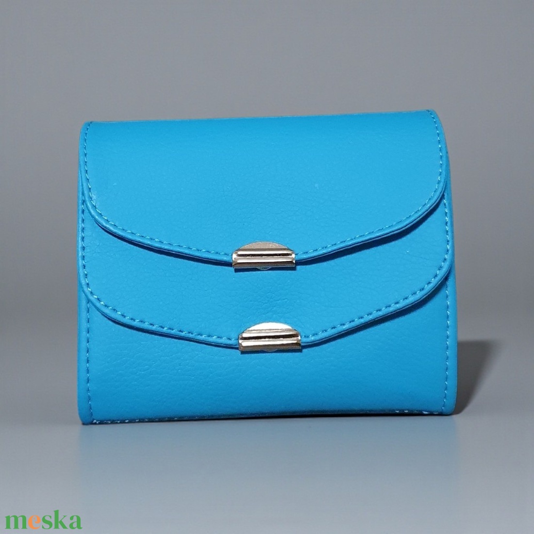 Türkizkék kisméretű textilbőr pénztárca - táska & tok - pénztárca & más tok - pénztárca - női pénztárca - Meska.hu