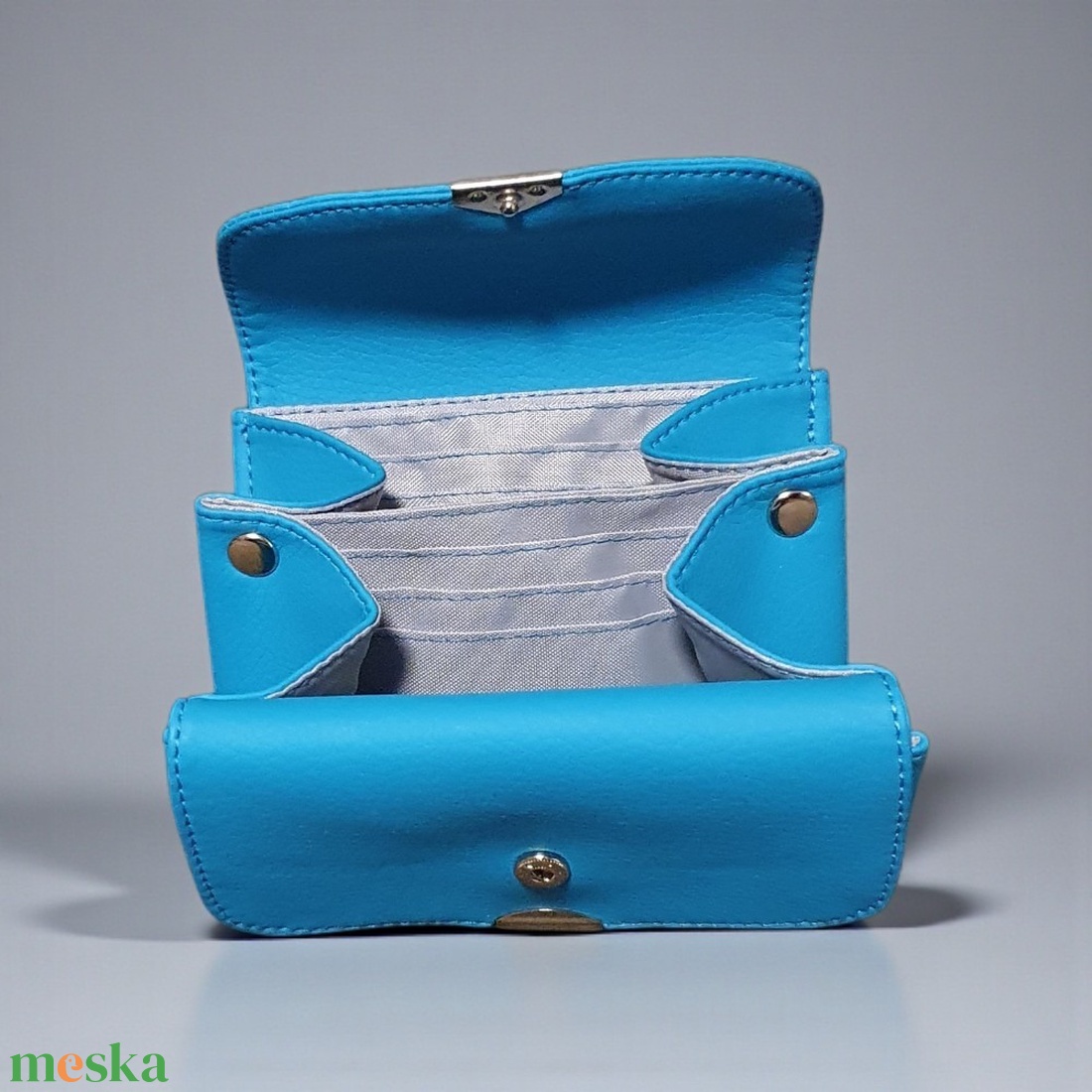 Türkizkék kisméretű textilbőr pénztárca - táska & tok - pénztárca & más tok - pénztárca - női pénztárca - Meska.hu