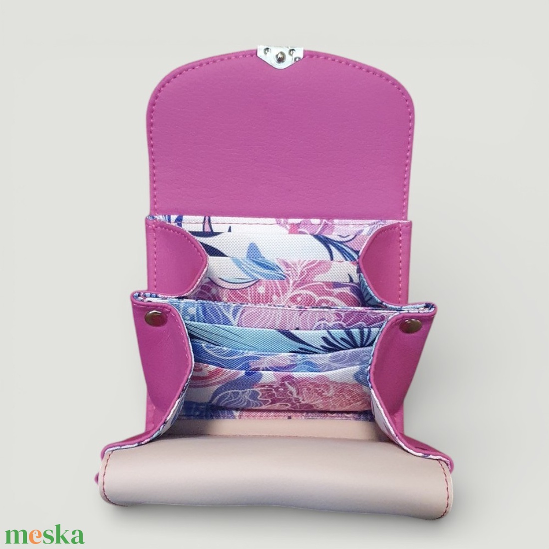 Pink-gyöngyház rózsaszín textilbőr pénztárca - táska & tok - pénztárca & más tok - pénztárca - női pénztárca - Meska.hu