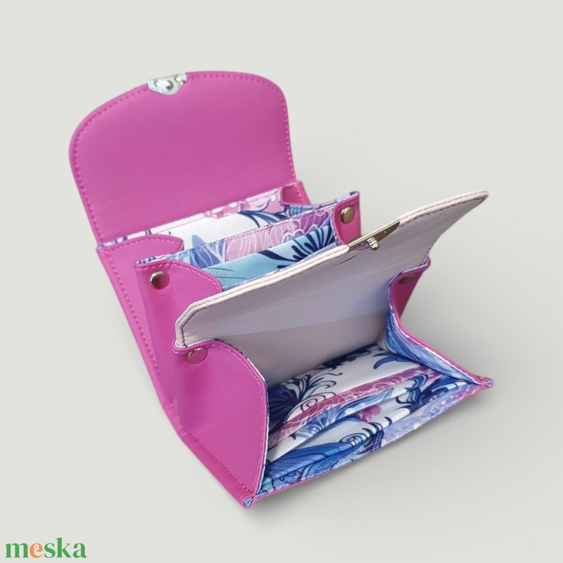 Pink-gyöngyház rózsaszín textilbőr pénztárca - táska & tok - pénztárca & más tok - pénztárca - női pénztárca - Meska.hu