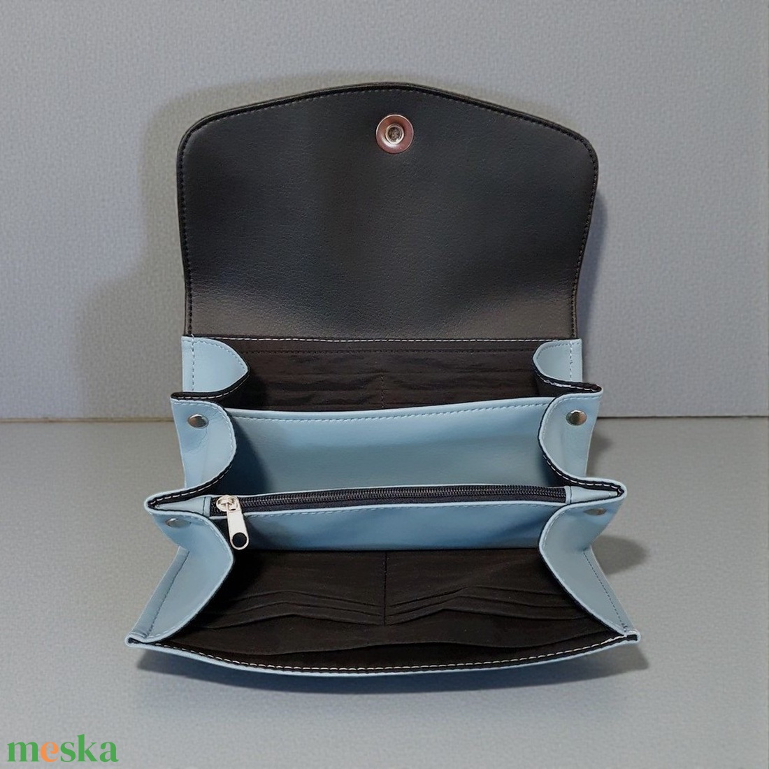 Textilbőr pénztárca kék-fekete - táska & tok - pénztárca & más tok - pénztárca - női pénztárca - Meska.hu