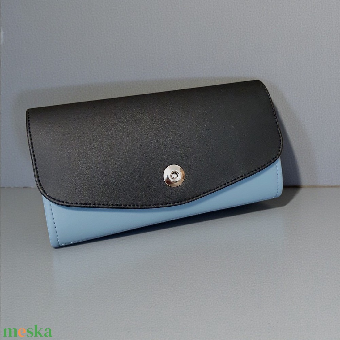 Textilbőr pénztárca kék-fekete - táska & tok - pénztárca & más tok - pénztárca - női pénztárca - Meska.hu