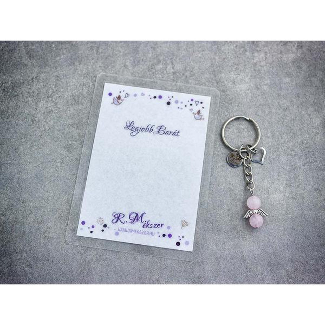 Legjobb barátomnak kulcstartó rózsakvarccal - táska & tok - kulcstartó & táskadísz - kulcstartó - Meska.hu