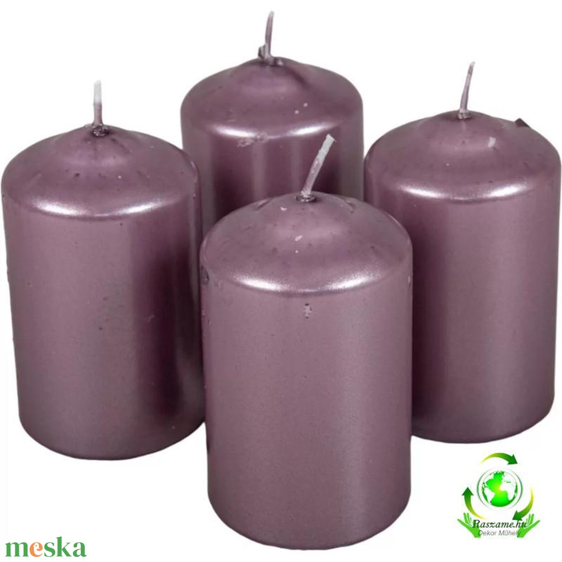Metál henger gyertya szett 60x100mm - halvány lila - kellékek & szerszámok - dekorációs kellékek - dekorációs gyertya - Meska.hu