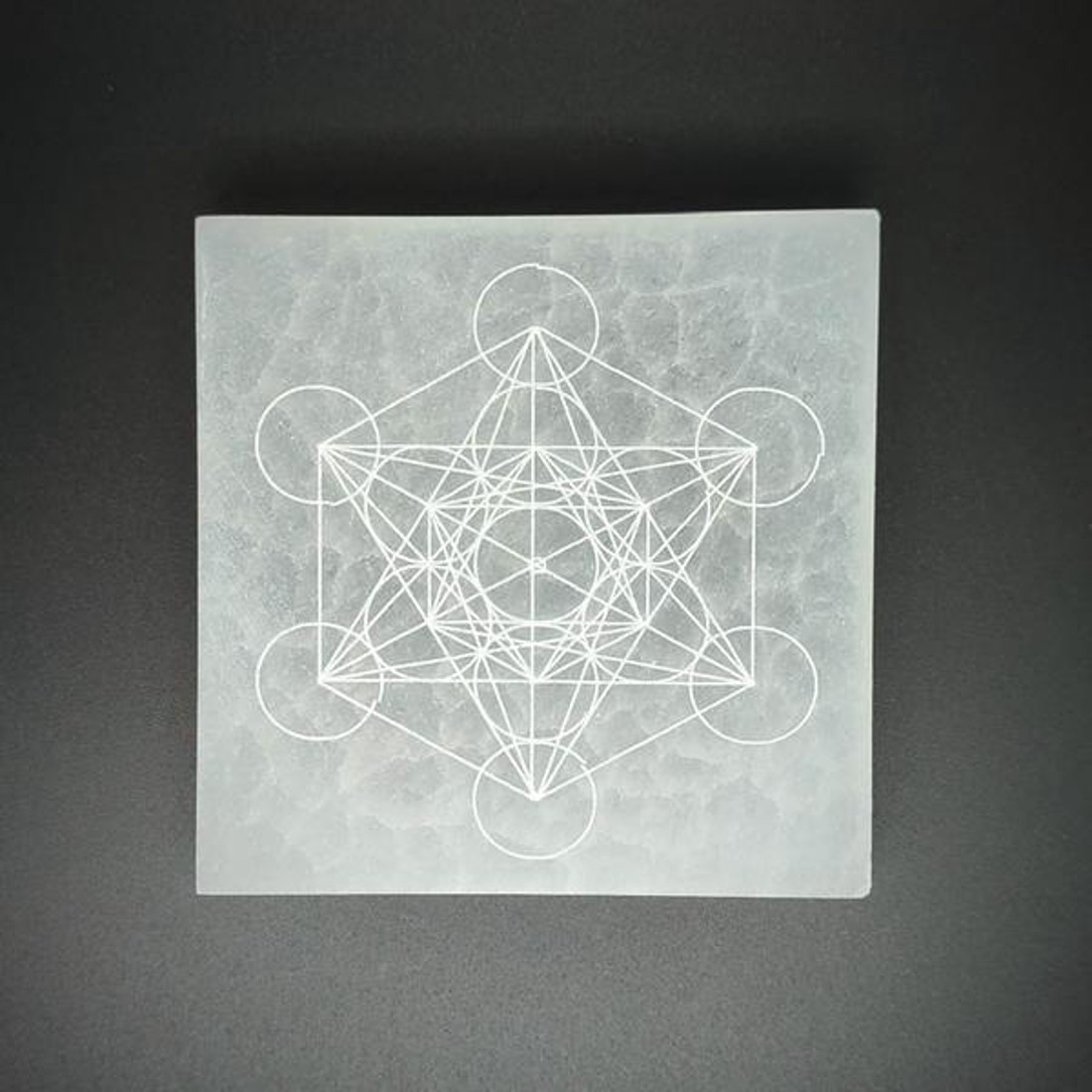 Szelenit négyzet metatron 7-8cm - kellékek & szerszámok - ásvány alapanyag - szelenit korong - Meska.hu