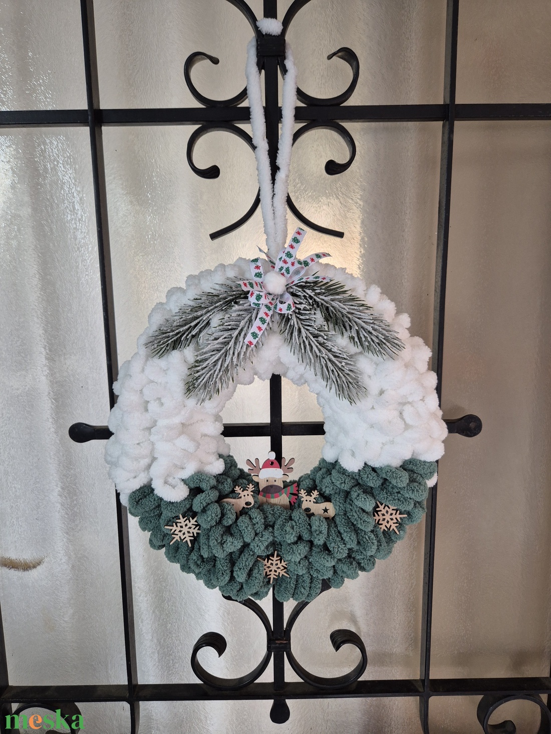 Karácsonyi ajtódísz rénszarvasok - karácsony - karácsonyi lakásdekoráció - karácsonyi ajtódíszek - Meska.hu