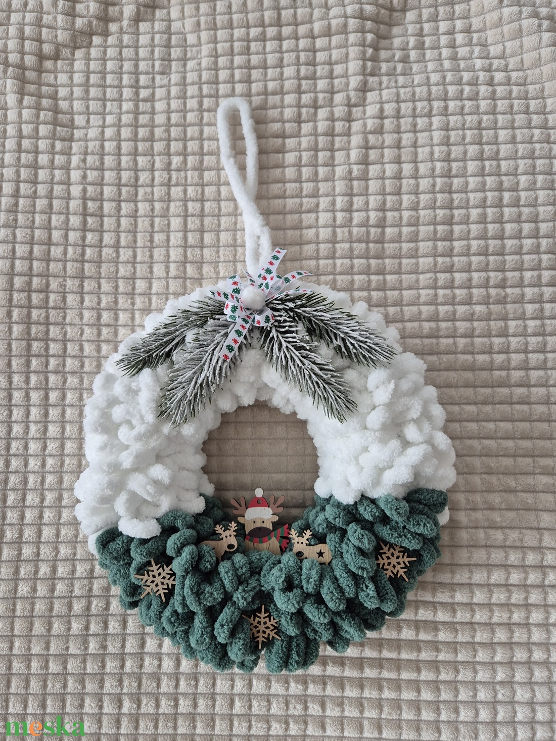 Karácsonyi ajtódísz rénszarvasok - karácsony - karácsonyi lakásdekoráció - karácsonyi ajtódíszek - Meska.hu