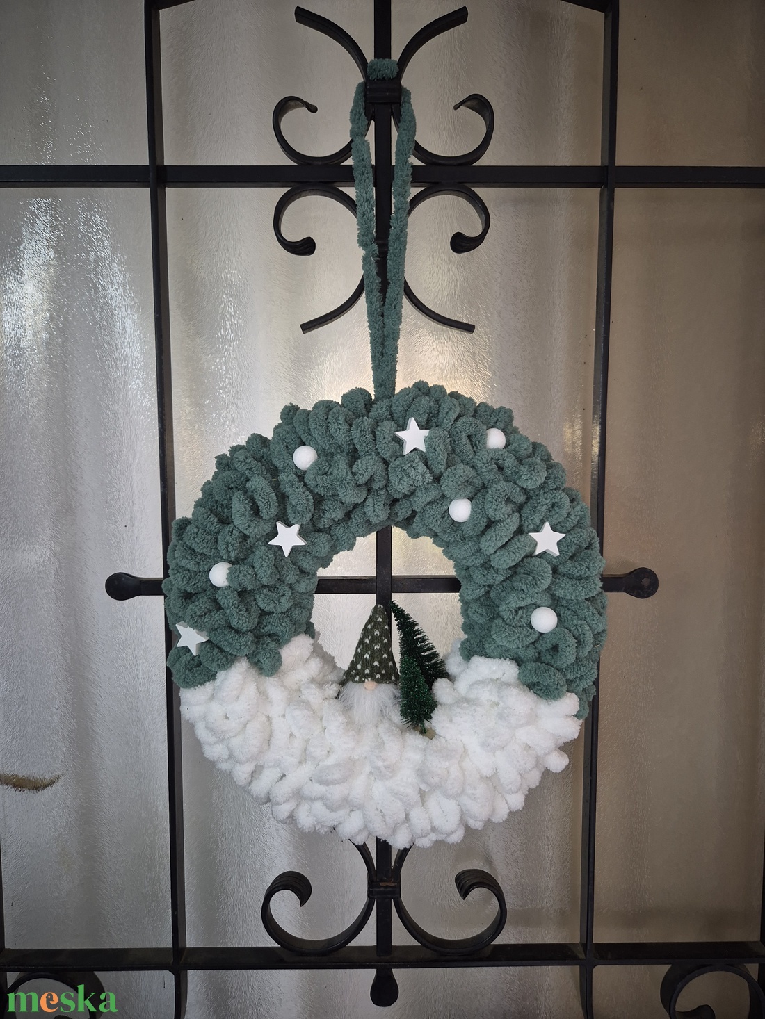 Karácsonyi ajtódísz fenyőfa és manó - karácsony - karácsonyi lakásdekoráció - karácsonyi ajtódíszek - Meska.hu