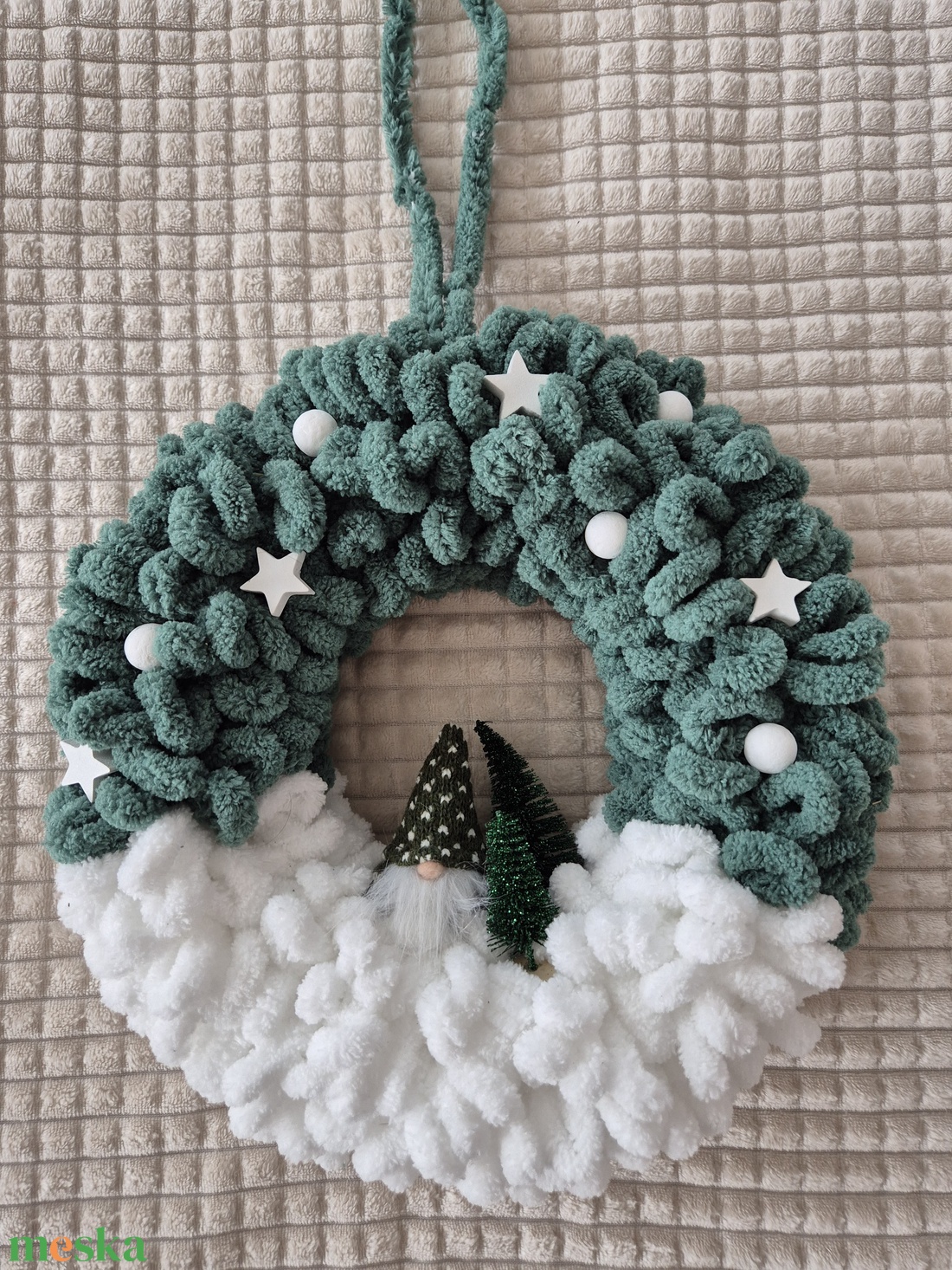 Karácsonyi ajtódísz fenyőfa és manó - karácsony - karácsonyi lakásdekoráció - karácsonyi ajtódíszek - Meska.hu